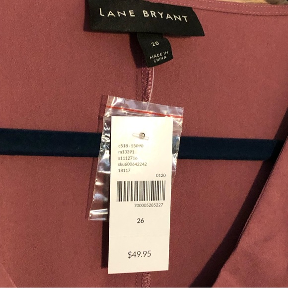 Lane Bryant V-Neck Button Tab Mauve Blouse - Picture 8 of 11